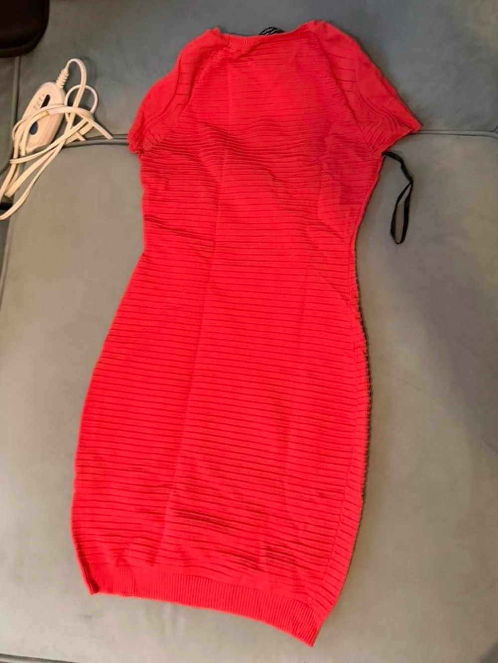 bebe Red Ribbed Mini Dress - Picture 6 of 8